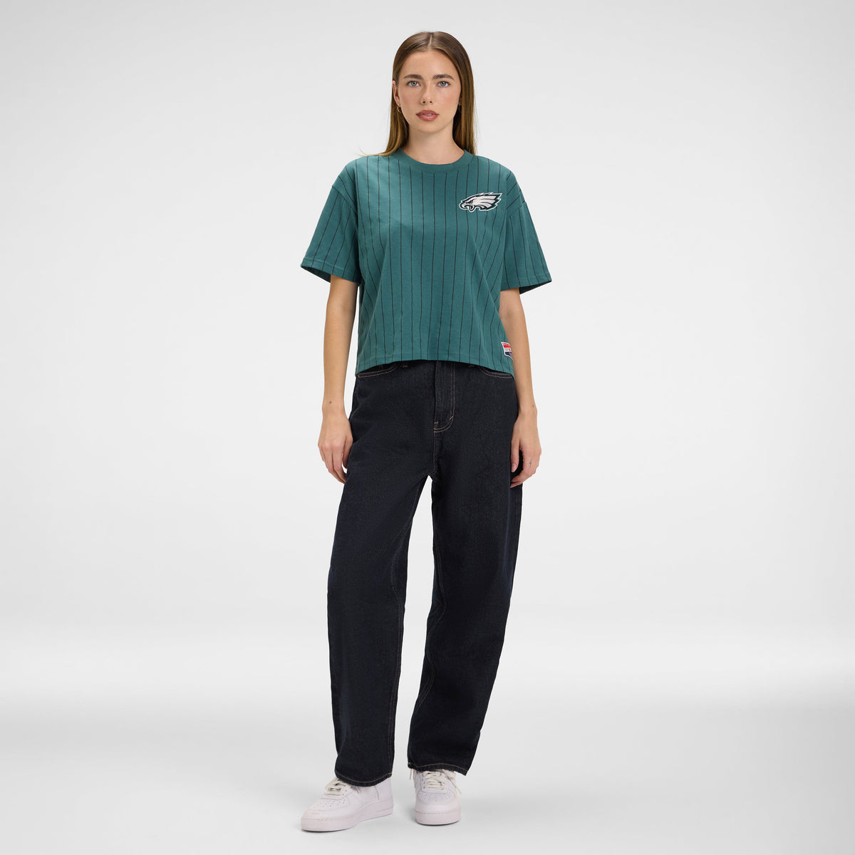 Philadelphia Eagles Throwback Women's Cropped Pinstripe T-Shirt