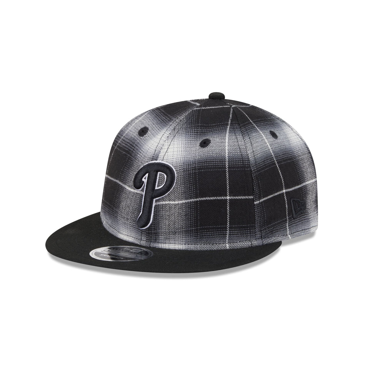 Philadelphia Phillies Black and White Plaid Retro Crown 9FIFTY Snapback Hat