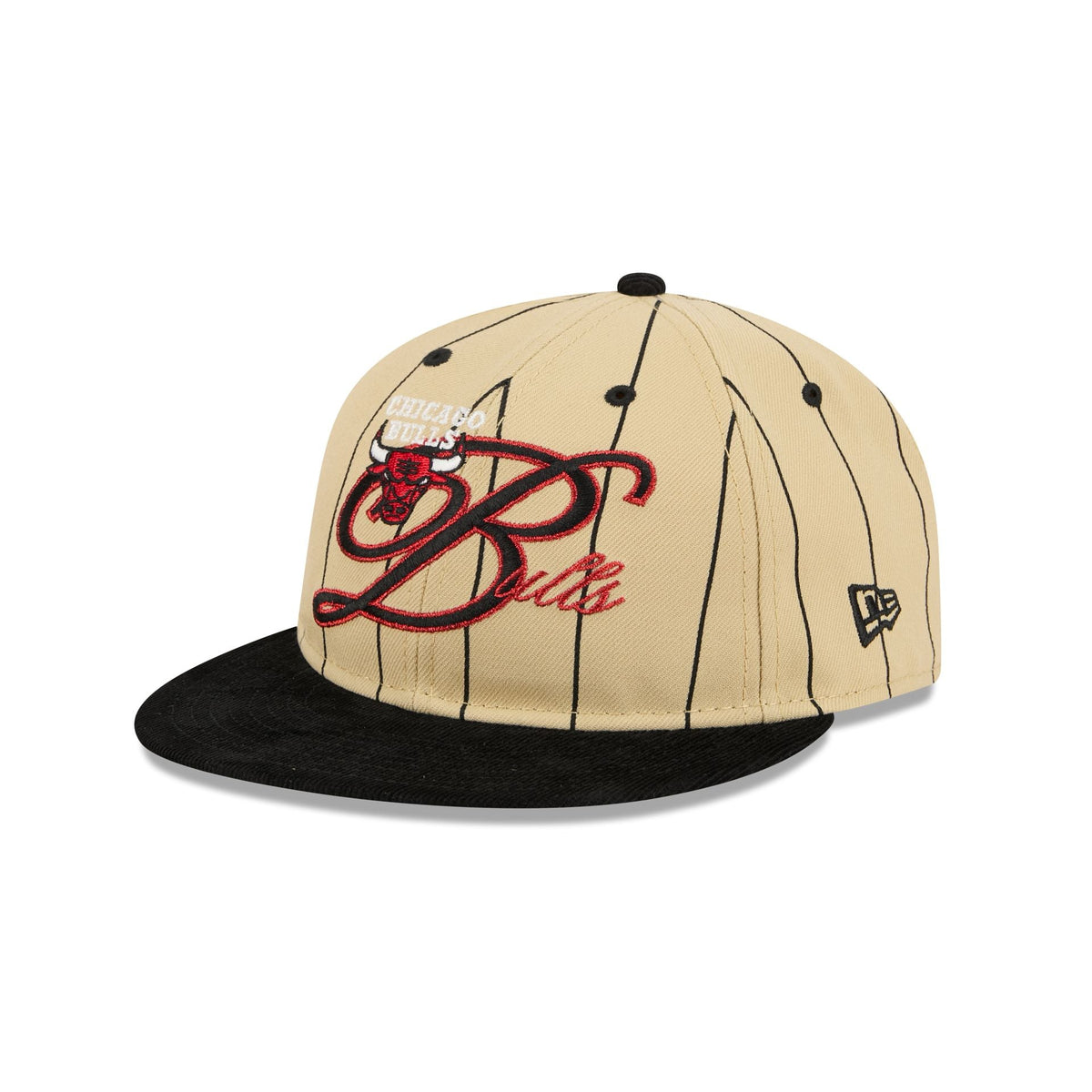 Chicago Bulls Pinstripe Script Retro Crown 9FIFTY Adjustable Hat