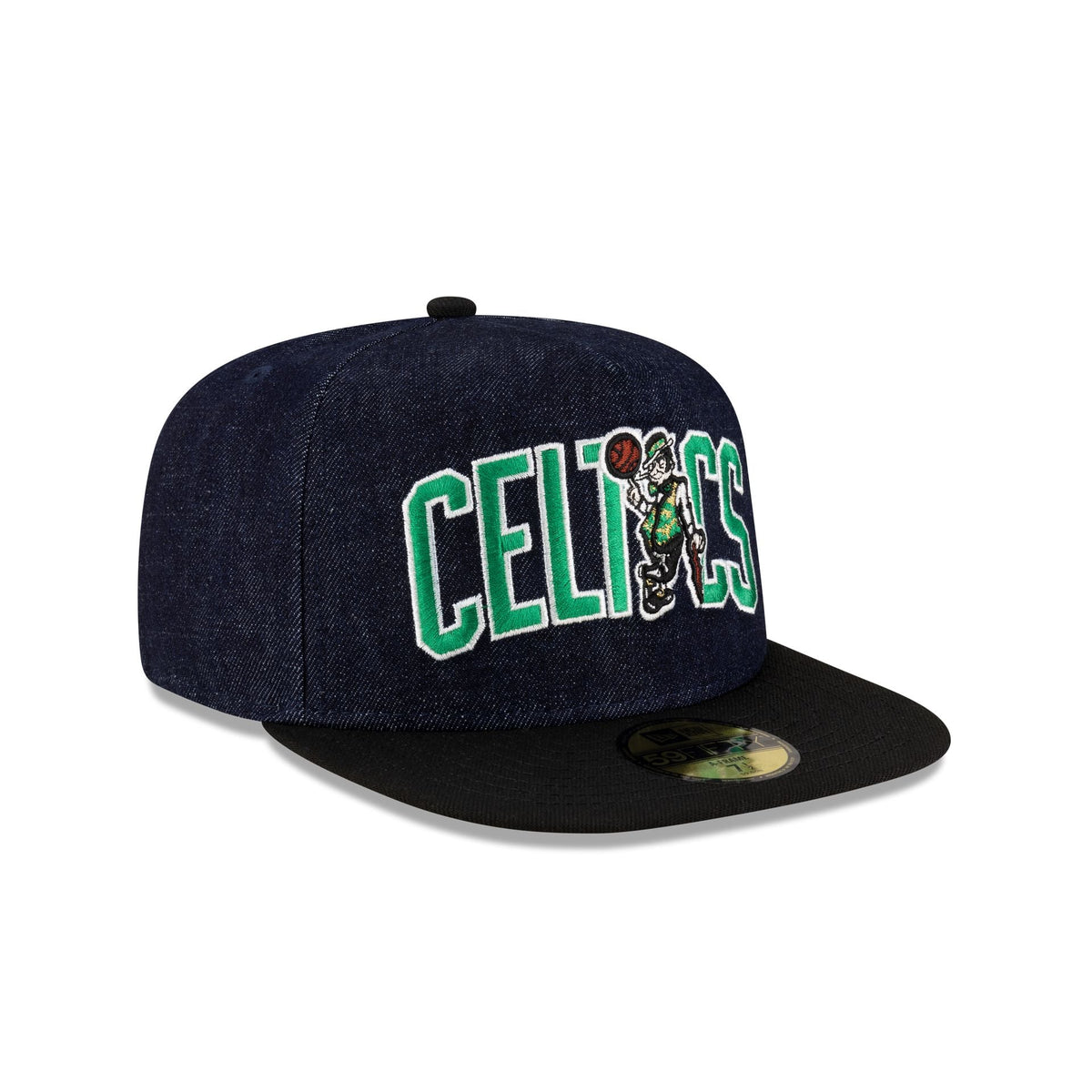 Boston Celtics Navy Denim 59FIFTY A-Frame Fitted Hat
